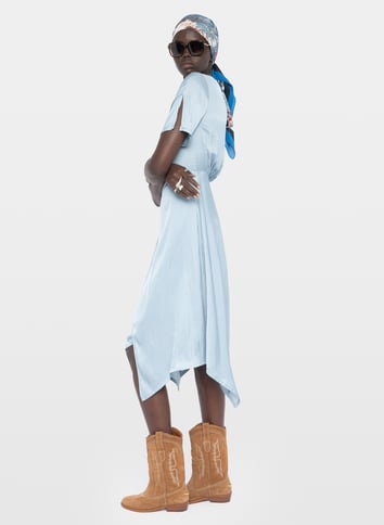 Robe midi portefeuille satinée ZADIG&VOLTAIRE Bleu